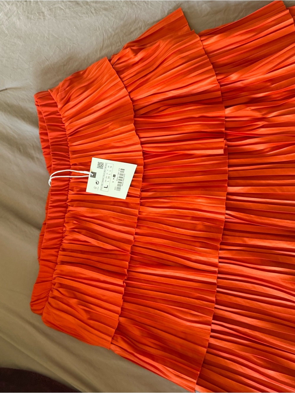 Zara Pleated Tiered Mini Skirt in Bright Orange